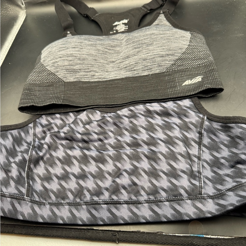 Two Avia Women's Sports Bra Wirefree Support in Black And Gray Size L